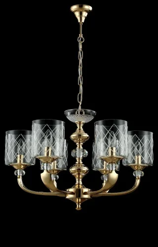 Люстра подвесная GRACIA SP6 GOLD Crystal Lux прозрачная на 6 ламп, основание золотое в стиле современный классический фото 3